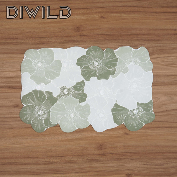 DIWILD Green Floral Bath Mat Quick Dry