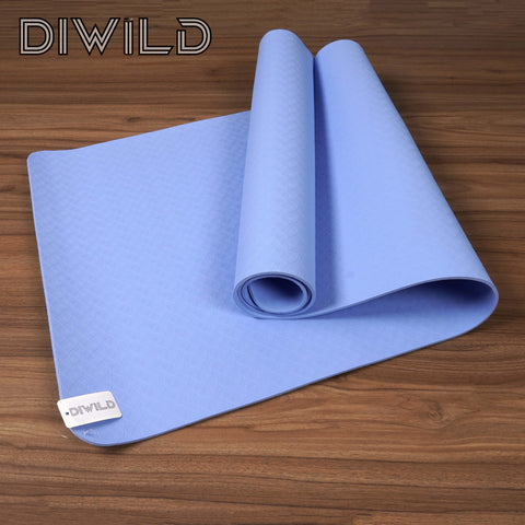 DIWILD 1/2-Inch High Density Blue Exercise Yoga Mat