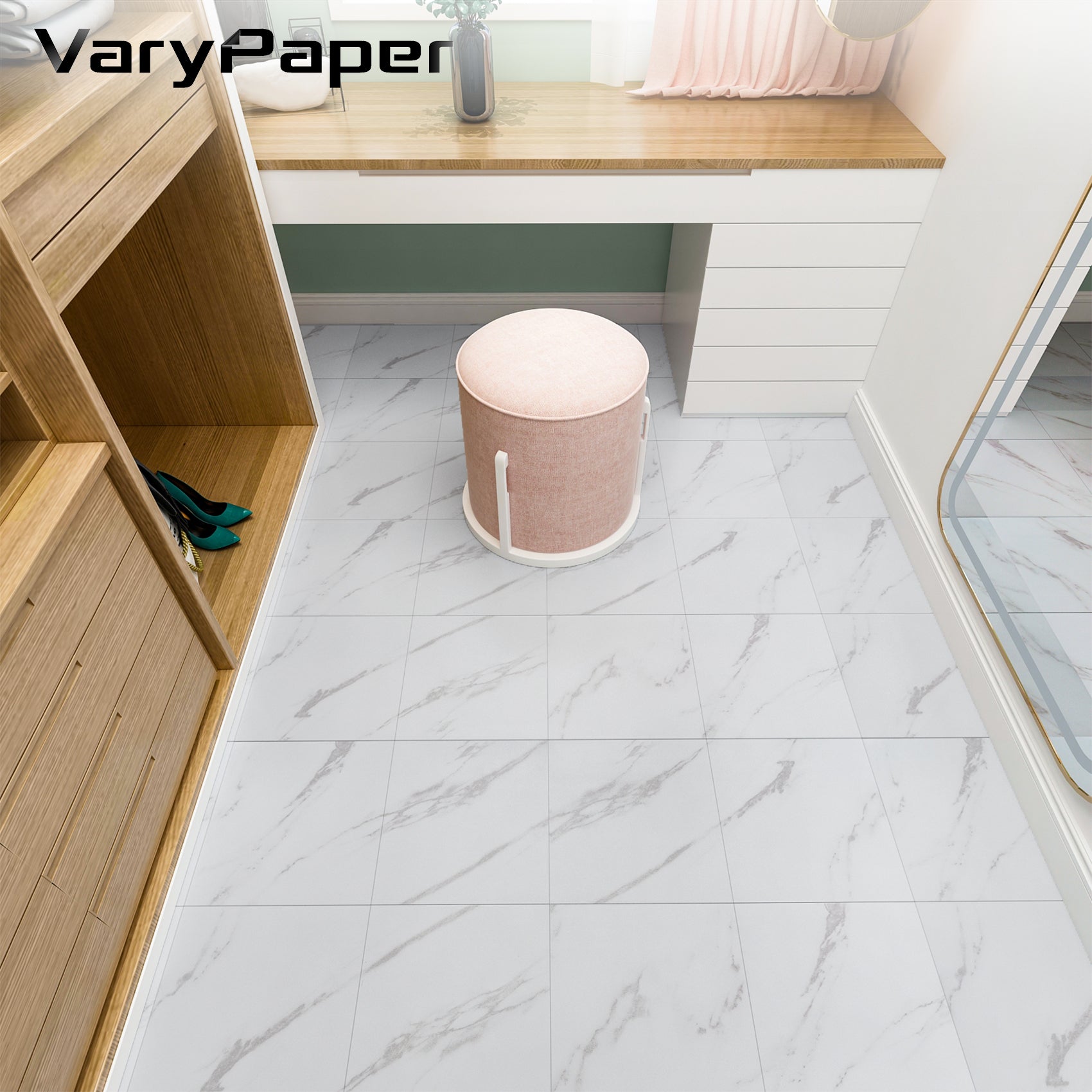 VaryPaper Marble Peel and Stick Floor Tile 12PCS