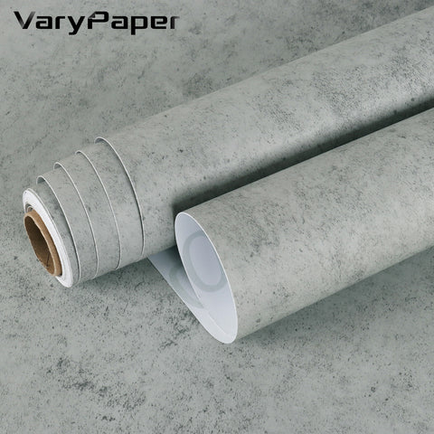 VaryPaper 15.7''x118'' Grey Concrete Wallpaper Textured Peel and Stick Concrete Contact Paper Removable Waterproof Self Adhesive Thick Cement Vinyl Film Roll for Bathroom Walls Countertops Cabinets