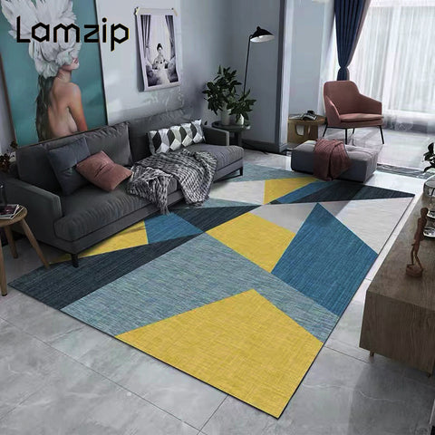 Lamzip Blue and Yellow Geometric Rug